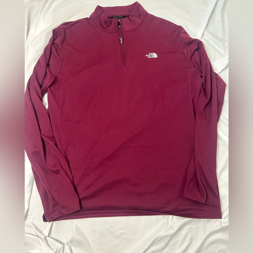 North Face Pullover Mens Large Maroon Elevation Quarter Zip Outdoor Shirt Hiking